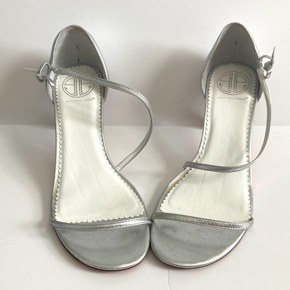 Lilly Pulitzer Silver Strappy Sandals W/ Bows- Size 9